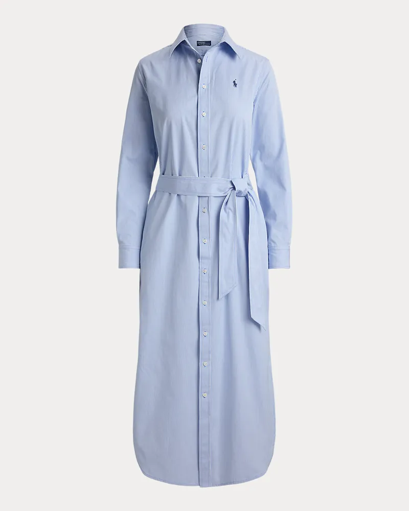 Ralph Lauren Gestreiftes Hemdkleid mit Gürtel Blue