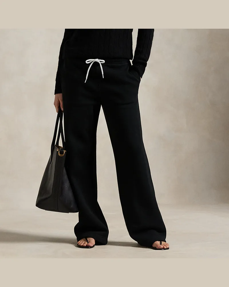 Ralph Lauren Fleece-Jogginghose mit weitem Bein Black