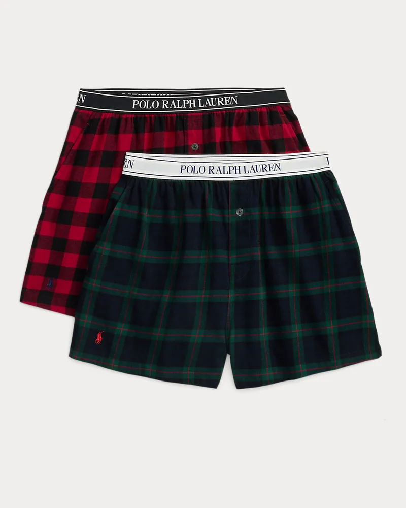 Ralph Lauren 2er-Pack karierte Baumwoll-Boxershorts Red