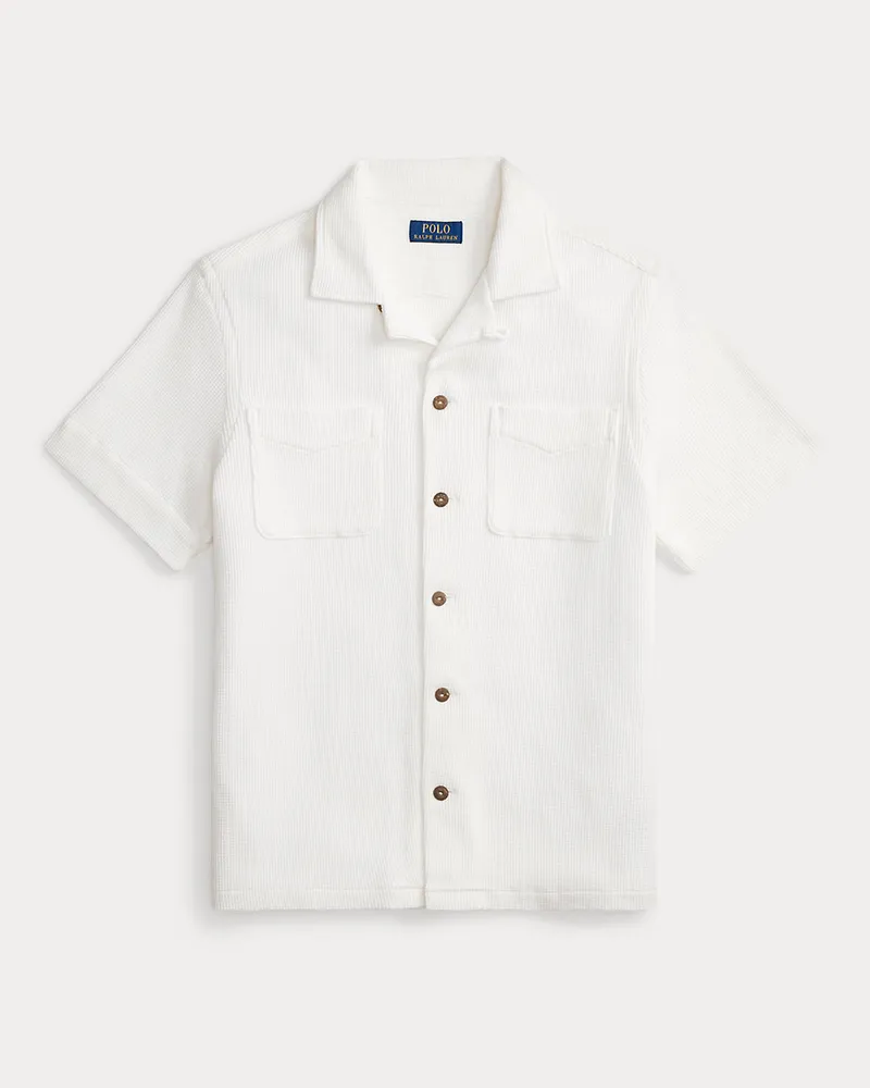Ralph Lauren Baumwoll-Leinen-Hemd in Waffelpiqué White
