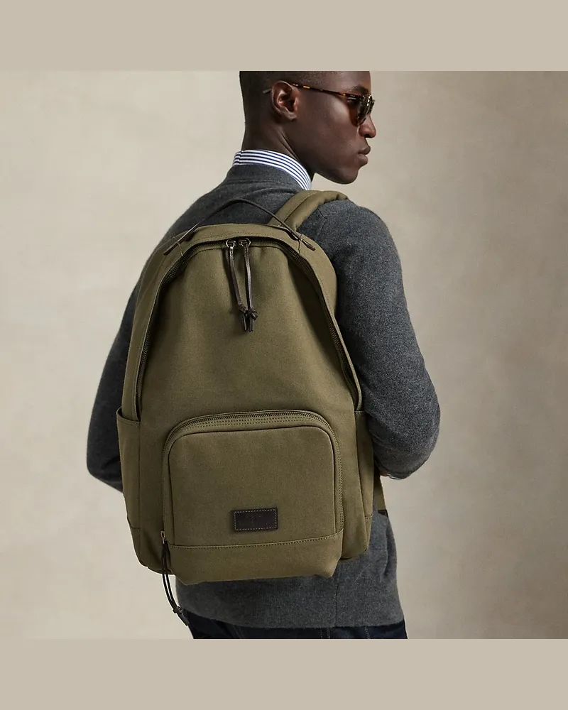 Ralph Lauren Segeltuchrucksack mit Lederbesatz Green
