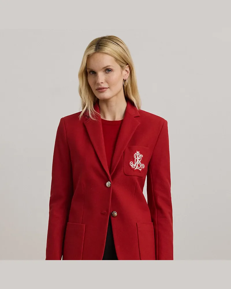 Ralph Lauren Jacquardblazer mit Bouillonstickerei Red