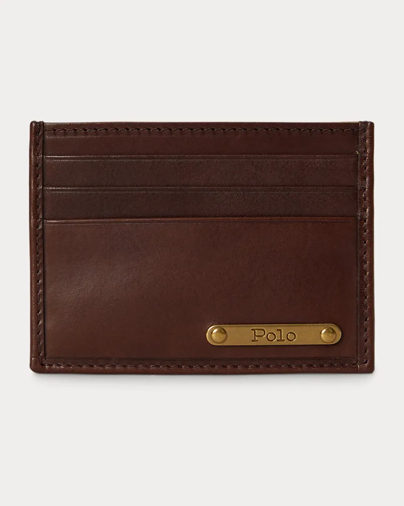 Ralph Lauren Kartenetui aus poliertem Leder Brown