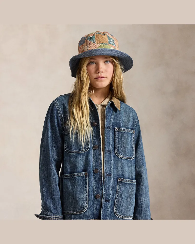 Ralph Lauren Utility-Jacke aus Denim mit Polo Bear Blue