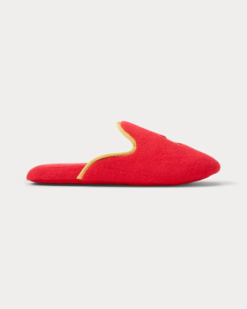 Ralph Lauren Slipper aus Mikrofleece mit Monogramm Red