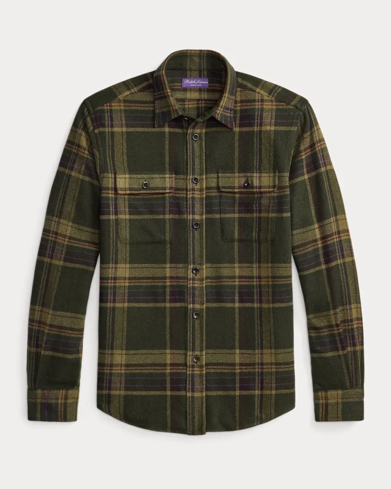 Ralph Lauren Kariertes Hemd aus Kaschmirtwill Green