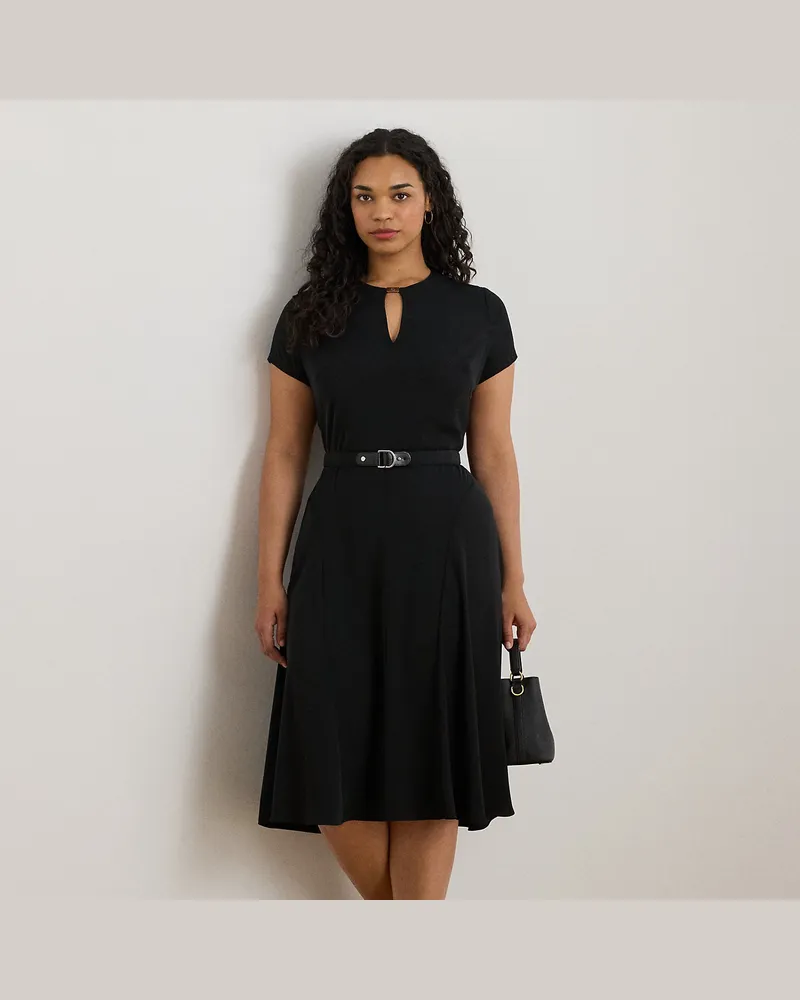 Ralph Lauren Plus Größen - Georgettekleid mit Gürtel Black
