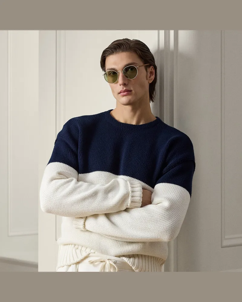 Ralph Lauren Relaxed-Fit Color-Block-Pullover Blue