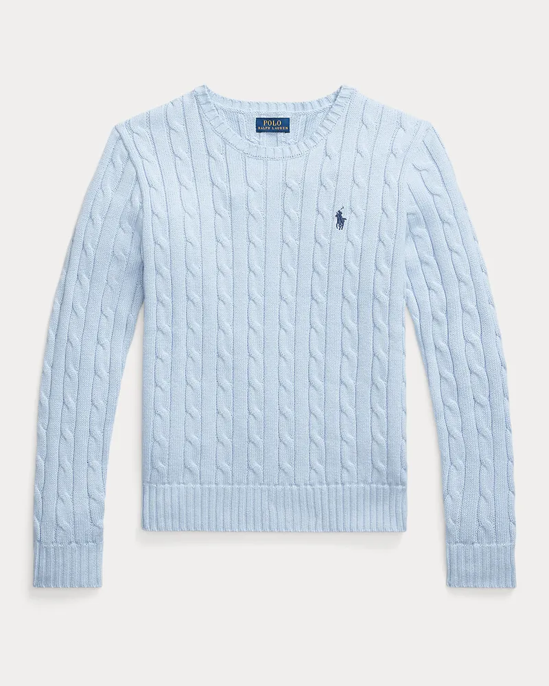 Ralph Lauren Baumwoll-Rundhalspullover mit Zopfmuster Blue