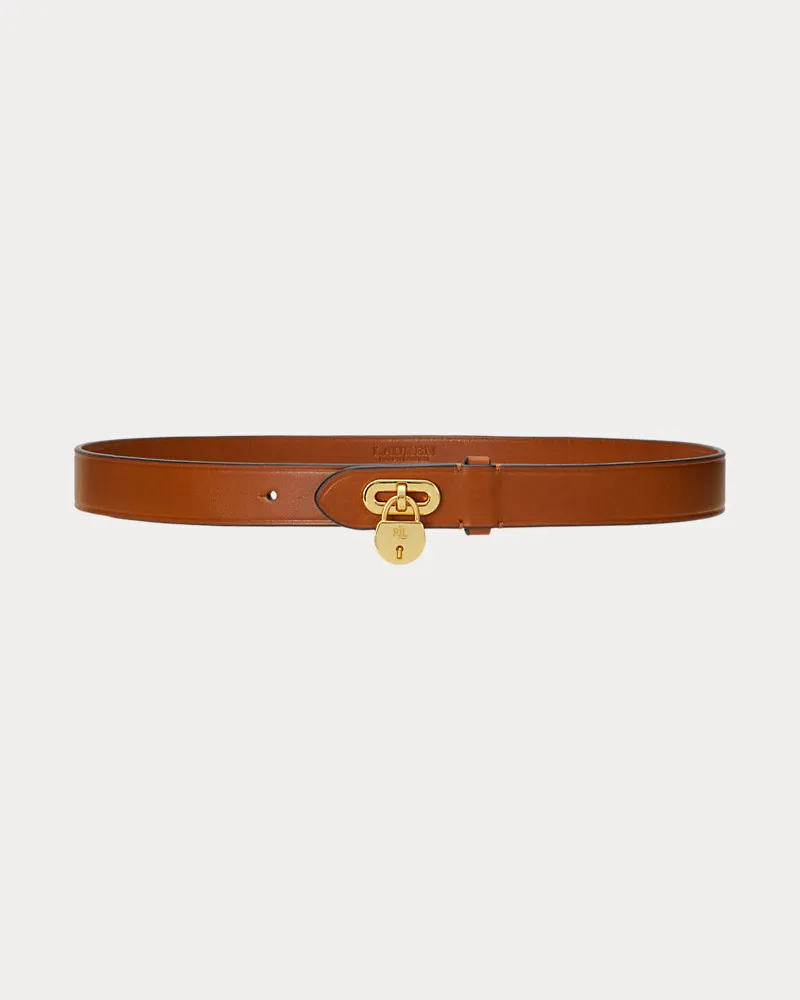 Ralph Lauren Ledergürtel mit Vorhängeschloss Tan