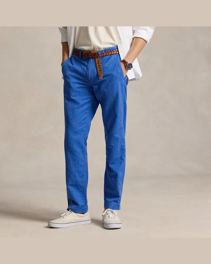 Ralph Lauren Straight-Fit Hose aus Baumwoll-Leinen Blue