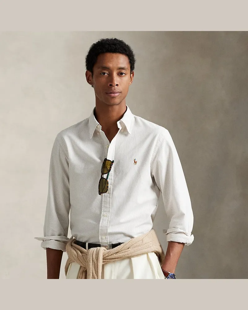 Ralph Lauren Slim-Fit Oxfordhemd mit Streifen Tan