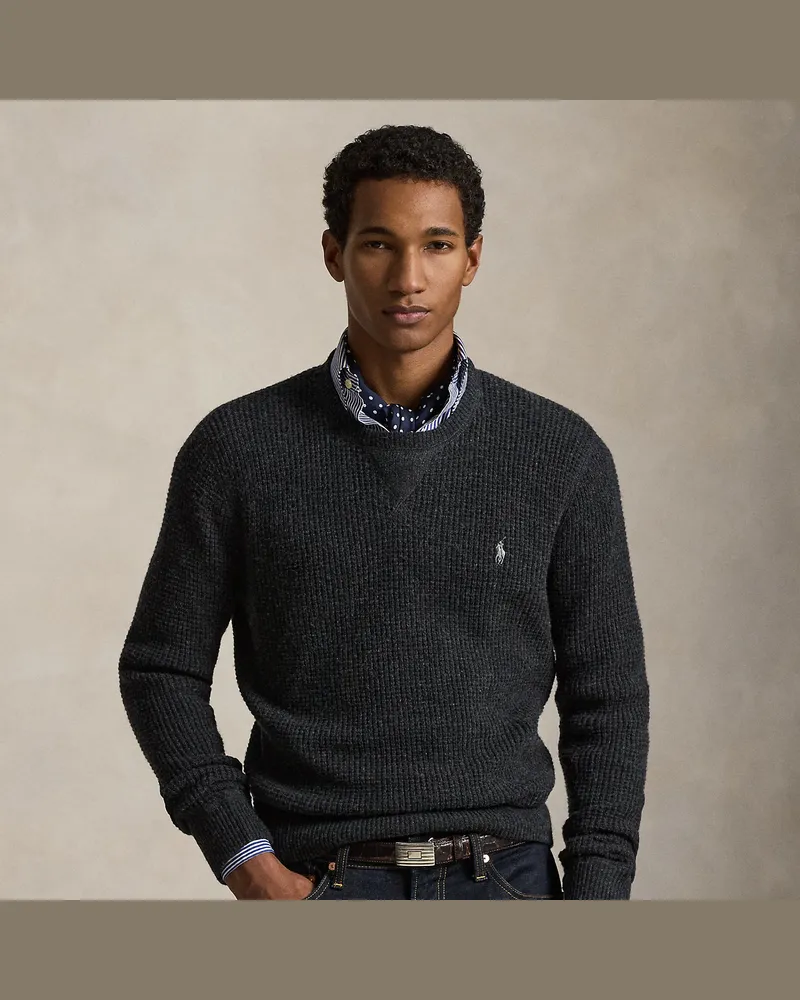 Ralph Lauren Woll-Baumwollpullover aus Waffelpiqué Grey