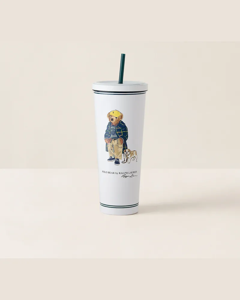 Ralph Lauren Home Becher mit Polo Bear und Strohhalm White