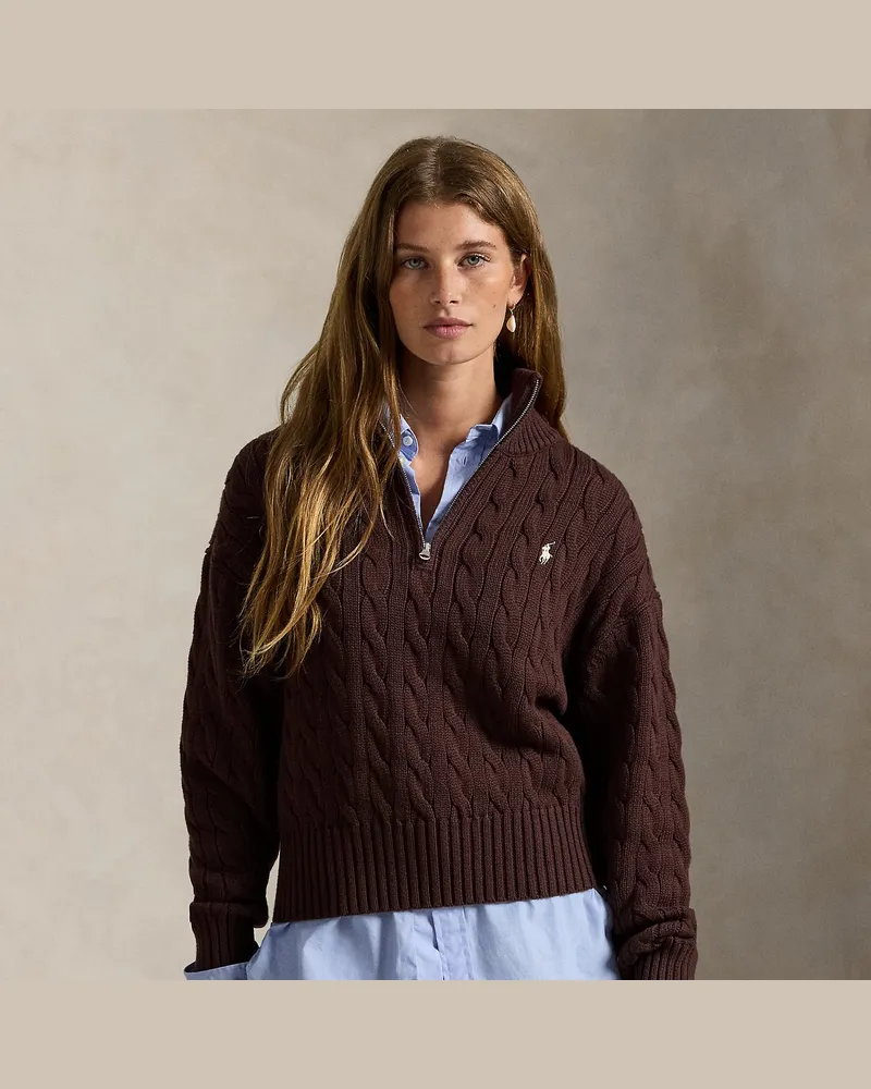 Ralph Lauren Baumwollpullover mit Zopfmuster Brown