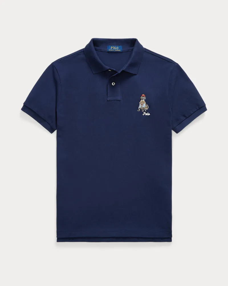 Ralph Lauren Custom-Slim-Fit Poloshirt mit Stickerei Blue
