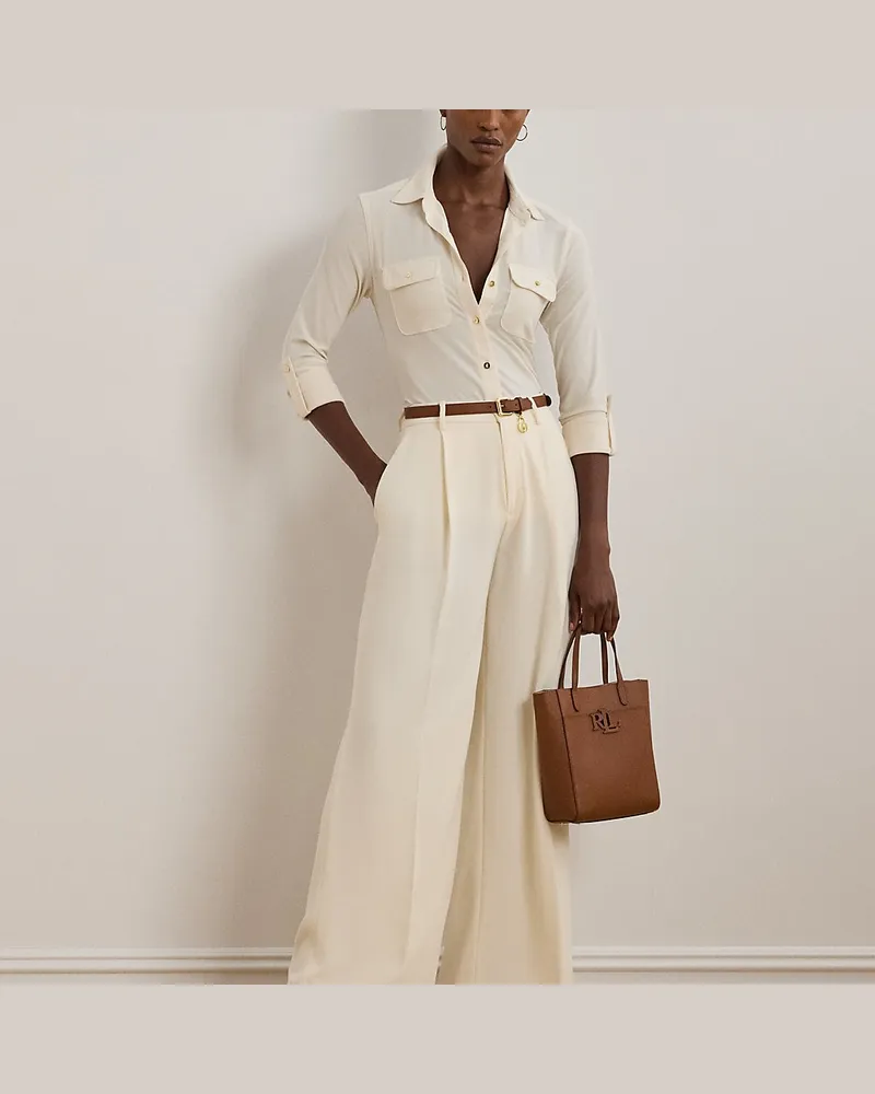 Ralph Lauren Kleine Narbenleder-Tragetasche Cameryn Brown