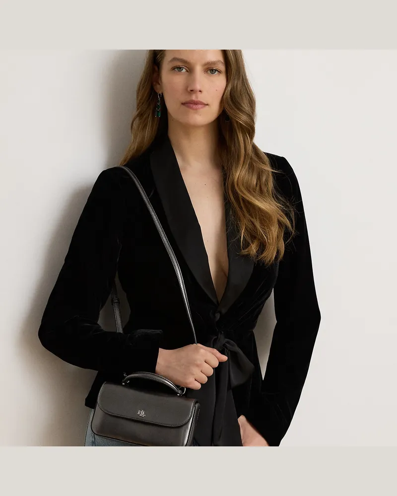Ralph Lauren Umhängetasche Marcy aus Metallic-Leder Silver