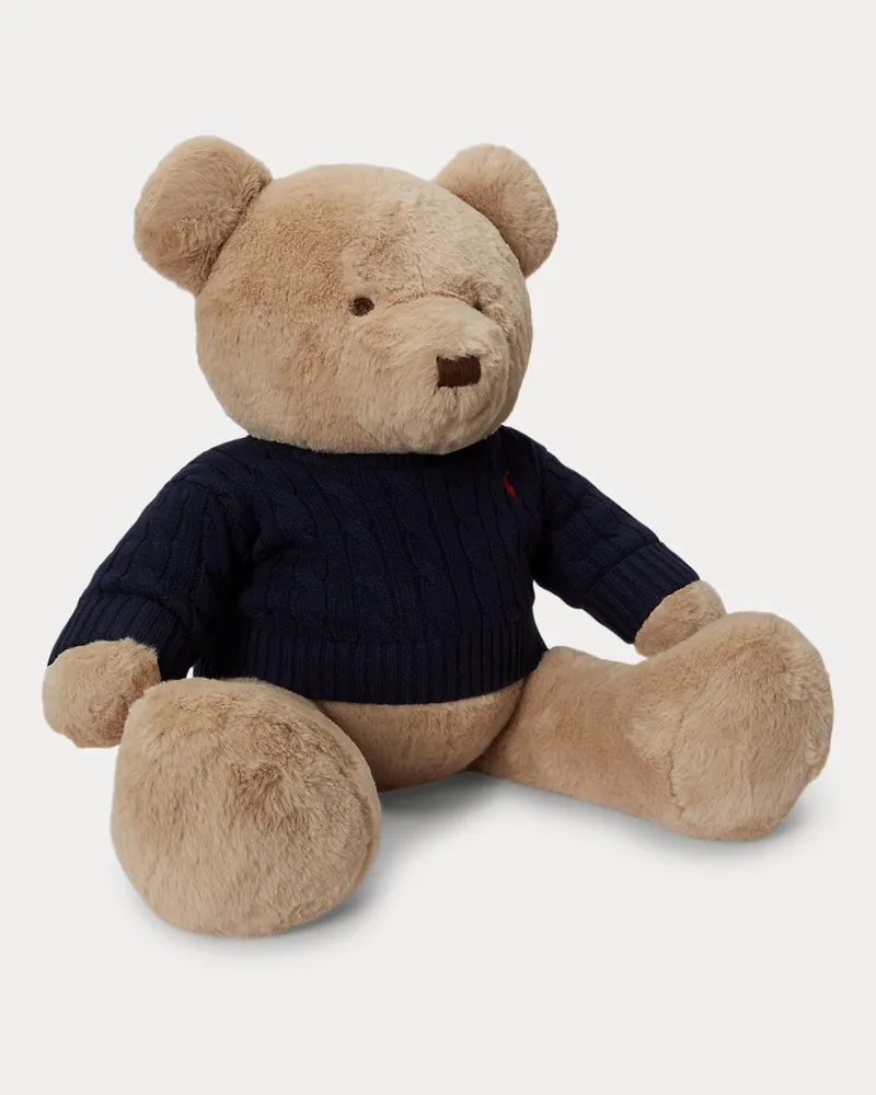 Ralph Lauren Großer Polo Bear mit Zopfmusterpullover Blue
