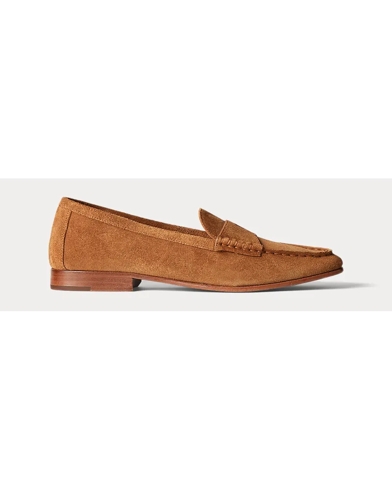 Ralph Lauren Wildleder-Pennyloafer mit geprägtem Pony Brown