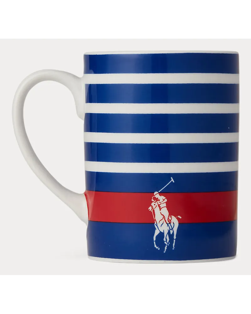 Ralph Lauren Home Gestreifte Tasse mit Pony Blue