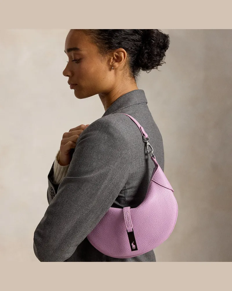 Ralph Lauren Mini-Schultertasche Polo ID aus Leder Purple