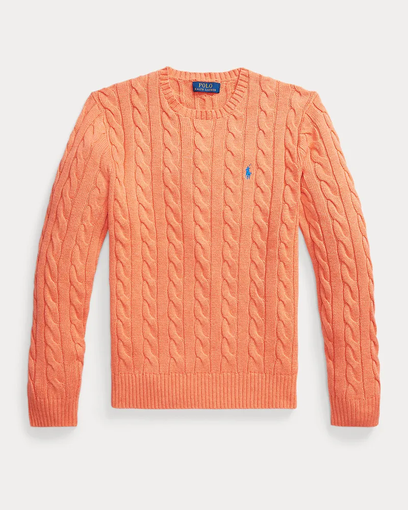 Ralph Lauren Baumwollpullover mit Zopfmuster Orange
