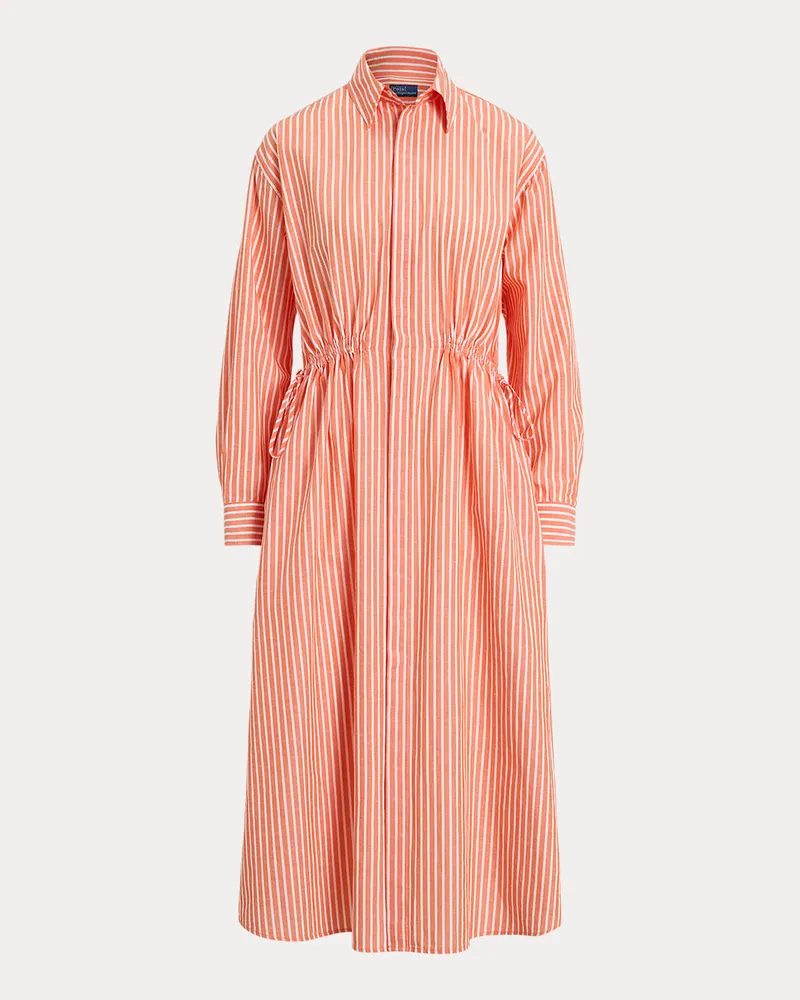 Ralph Lauren Gestreiftes Hemdkleid mit Tunnelzug Orange