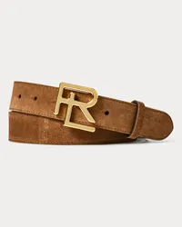 Ralph Lauren Kalbswildledergürtel mit RL-Schnalle Brown