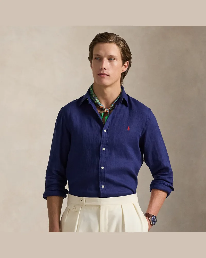 Ralph Lauren Slim-Fit Leinenhemd Blue