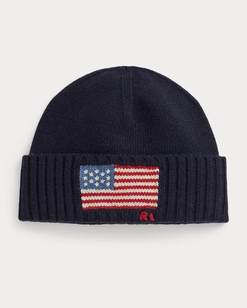 Ralph Lauren Beanie mit Flaggen-Intarsienstrickerei Blue