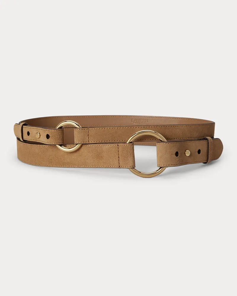 Ralph Lauren Breiter Wildledergürtel mit O-Ringen Tan