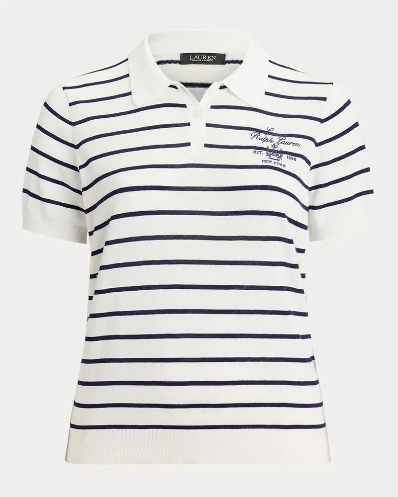 Ralph Lauren Plus Größen - Gestreifter Polo-Pullover mit Baumwolle White