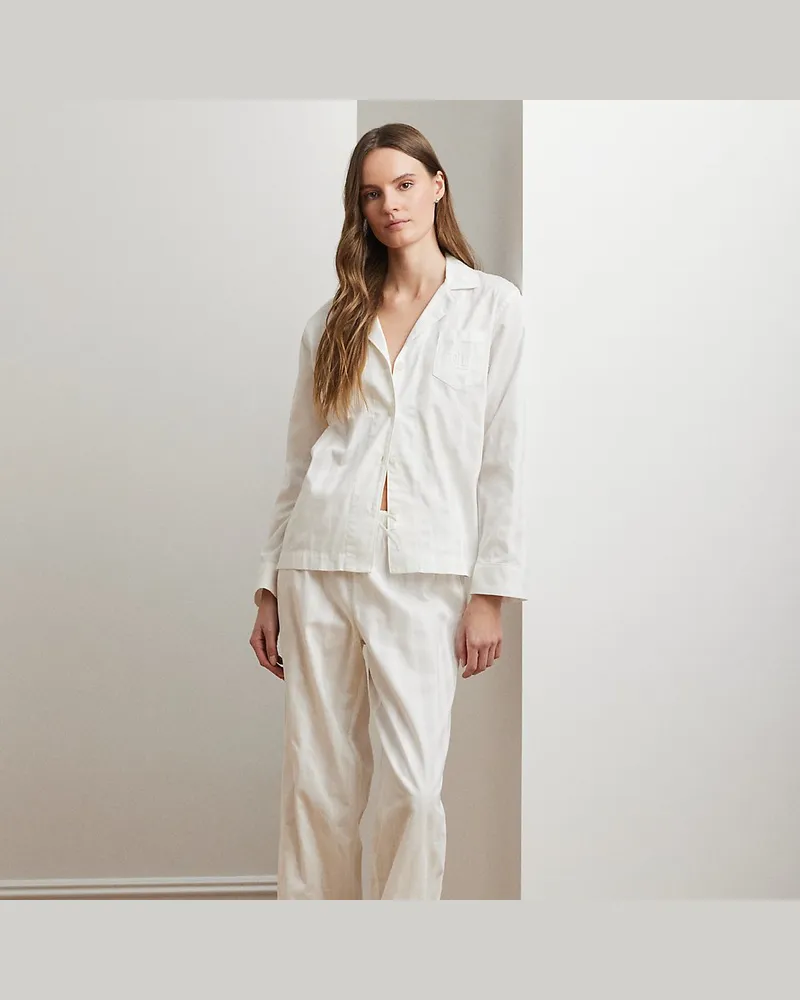 Ralph Lauren Baumwoll-Pyjama mit Schattenstreifen White