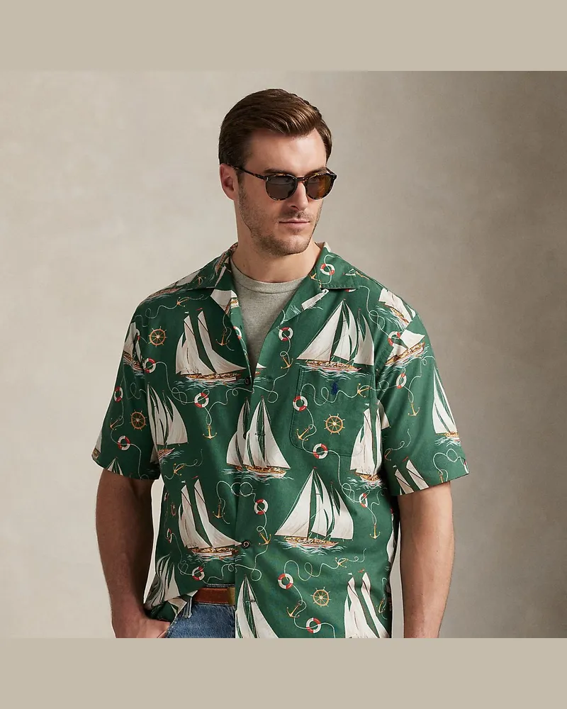 Ralph Lauren Große Größen - Oxford-Kurzarmhemd mit Segelboot-Druck Multi