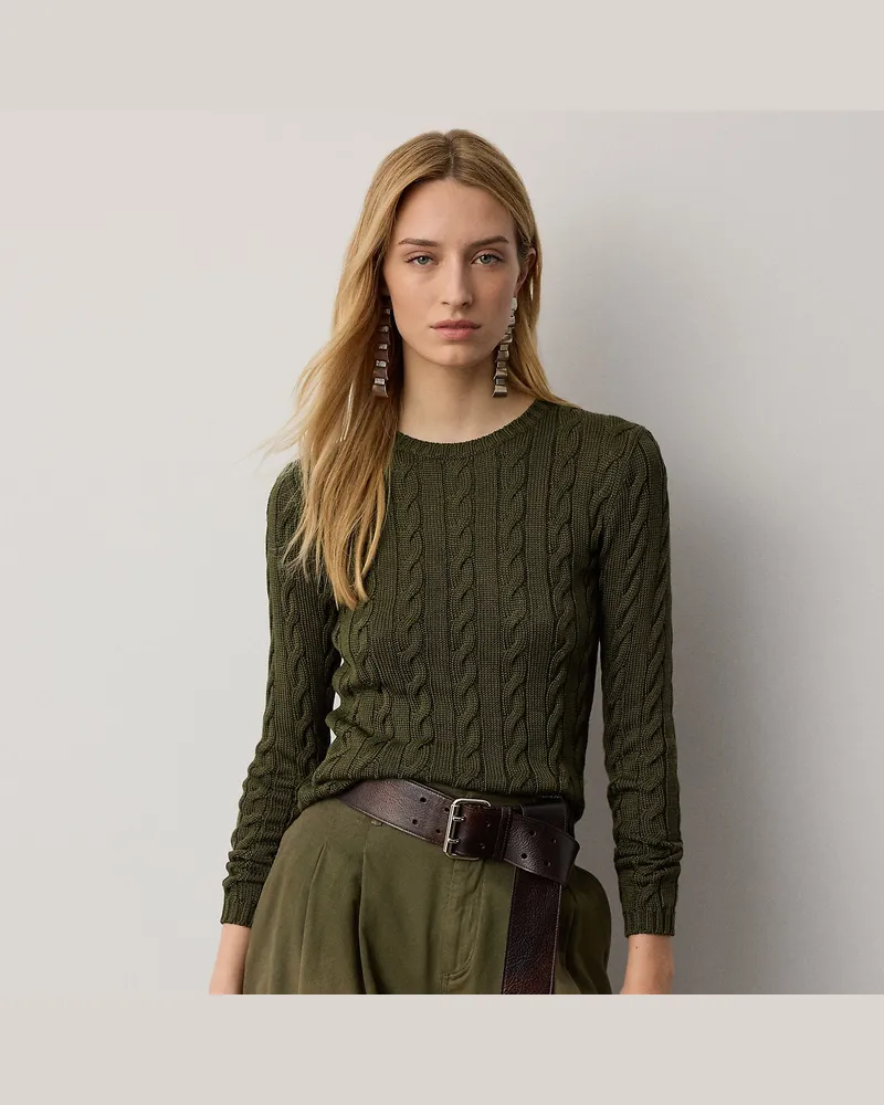 Ralph Lauren Zopfmuster-Pullover aus Seidenmischung Green