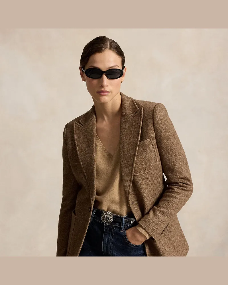 Ralph Lauren Einreihiger Wollblazer mit Baumwolle Brown