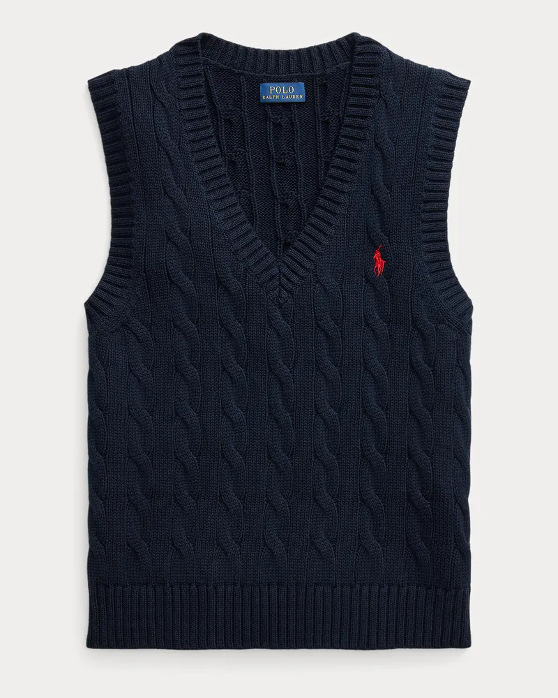 Ralph Lauren Zopfmusterpullunder mit V-Ausschnitt Blue