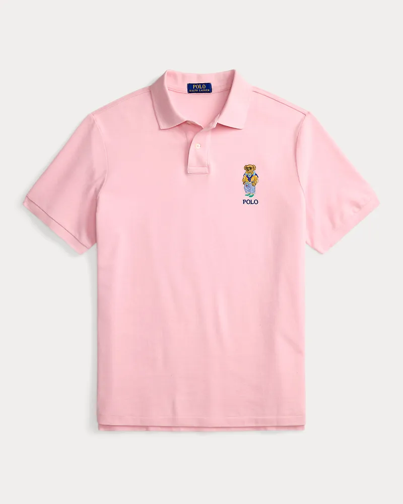 Ralph Lauren Custom-Slim-Fit Piqué-Poloshirt mit Bear Pink