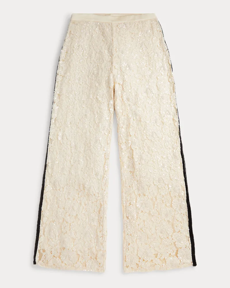 Ralph Lauren Paillettenbesetzte Hose aus Spitze White