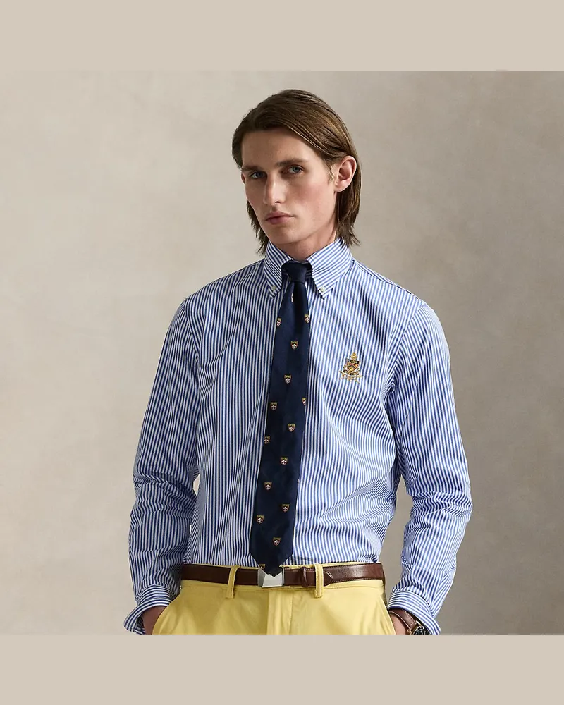Ralph Lauren Gestreiftes Classic-Fit Hemd mit Wappen Blue