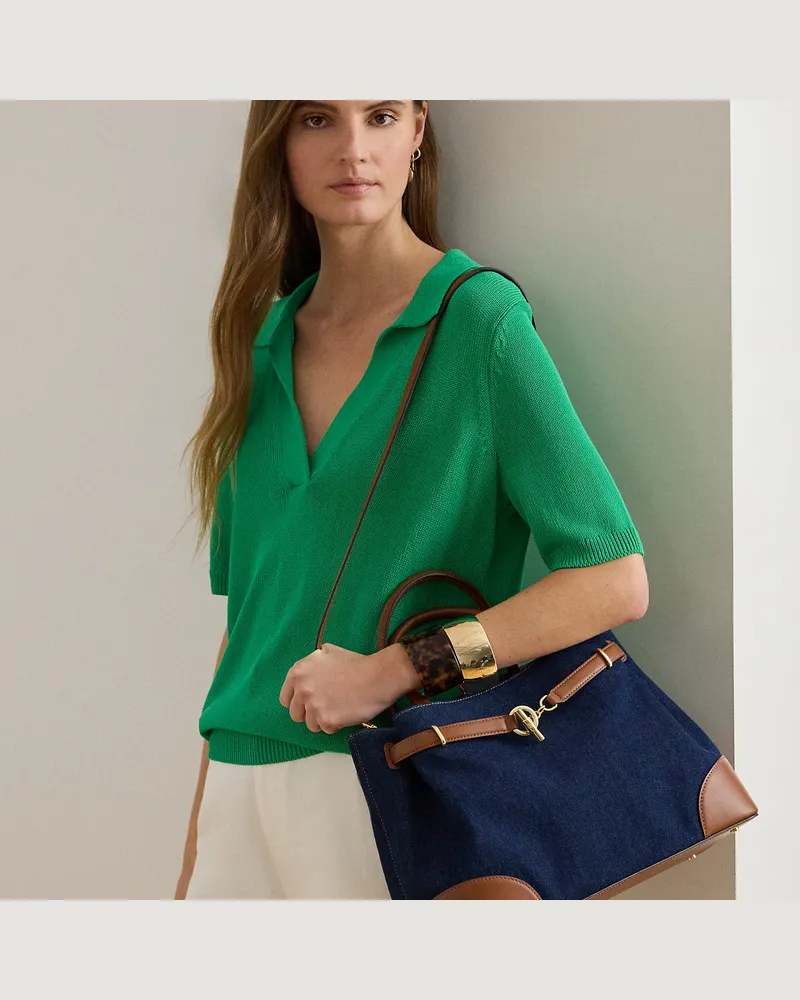 Ralph Lauren Große Beuteltasche Blaike aus Denim Blue