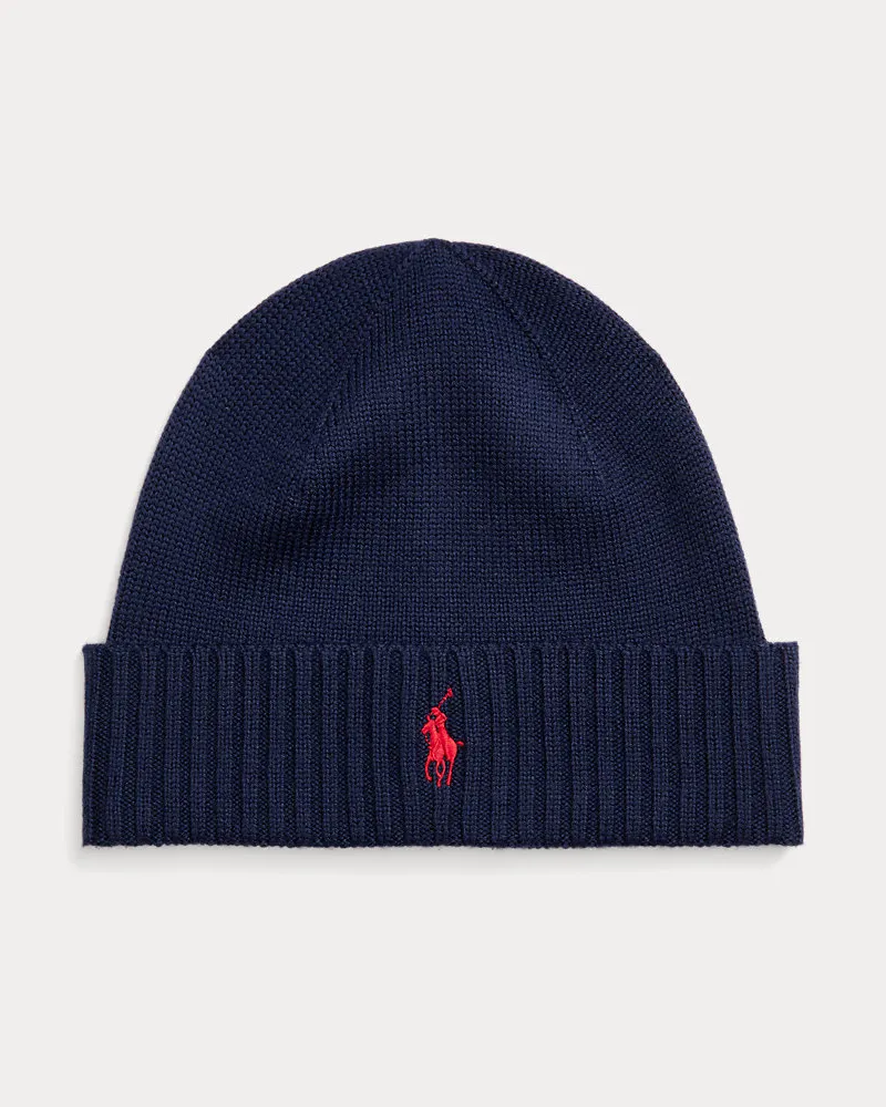 Ralph Lauren Wollmütze mit charakteristischem Pony Blue