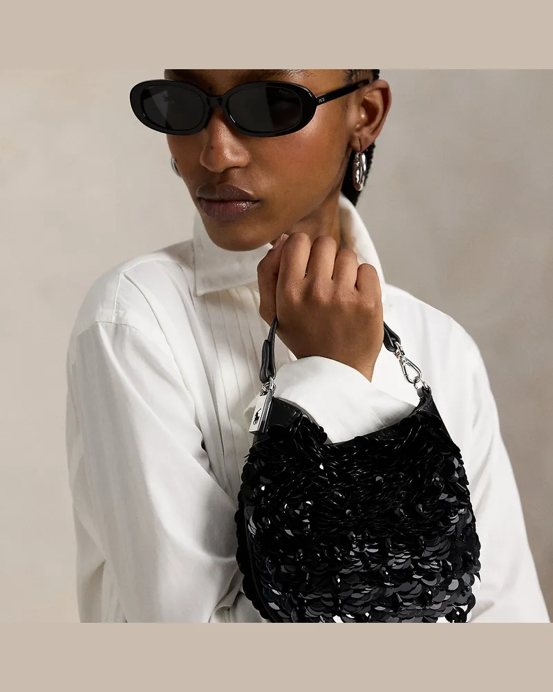 Ralph Lauren Seiden-Pochette Polo ID mit Pailletten Black