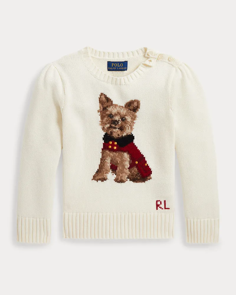 Ralph Lauren Baumwollpullover mit Hund Cream