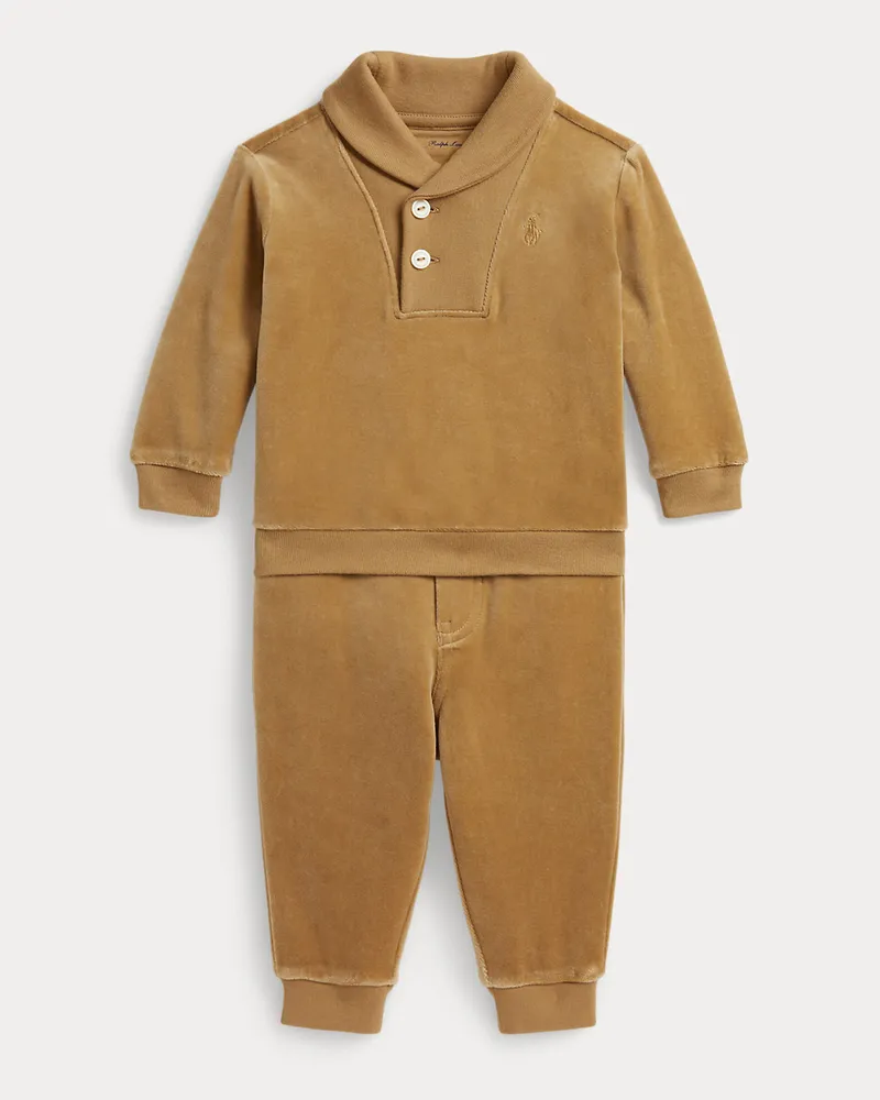 Ralph Lauren Pullover und Jogginghose aus Velours Tan