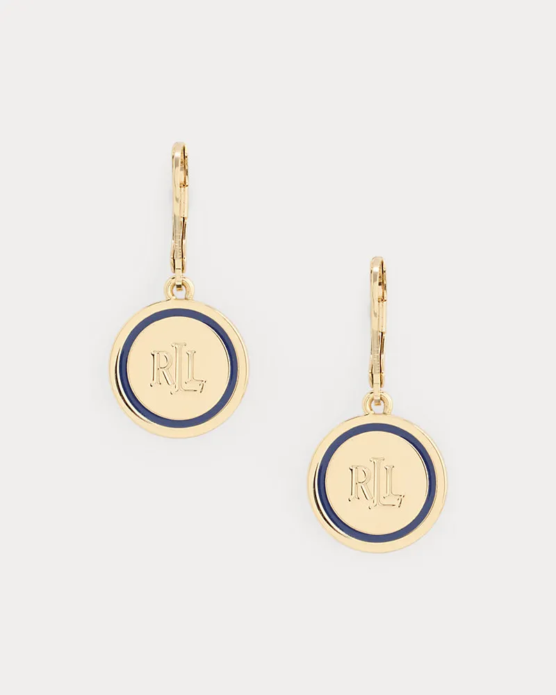 Ralph Lauren Vergoldete Emaille-Ohrhänger mit Logo Gold