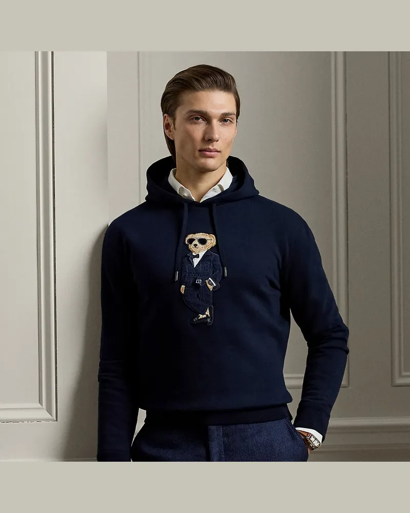 Ralph Lauren Fleece-Kapuzenpullover mit Polo Bear Blue