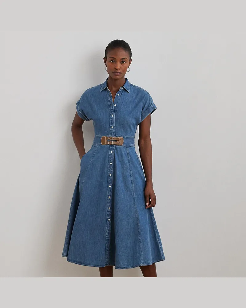 Ralph Lauren Hemdkleid aus Denim mit Schnalle Blue