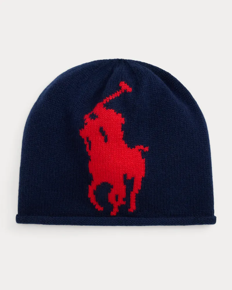 Ralph Lauren Wollmütze mit Big Pony Blue